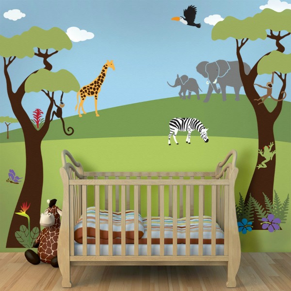 jungle wall mural kids